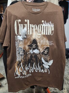 Civilregime Men's Brown Graphic Short Sleeve Tee